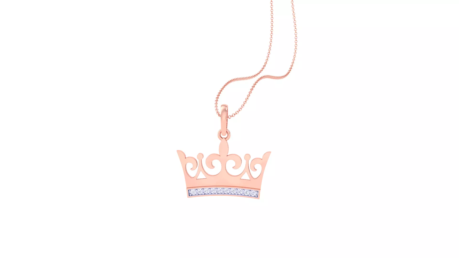 Diamond Crown Light Weight Kids Pendant Necklace Charms 3D print model_0