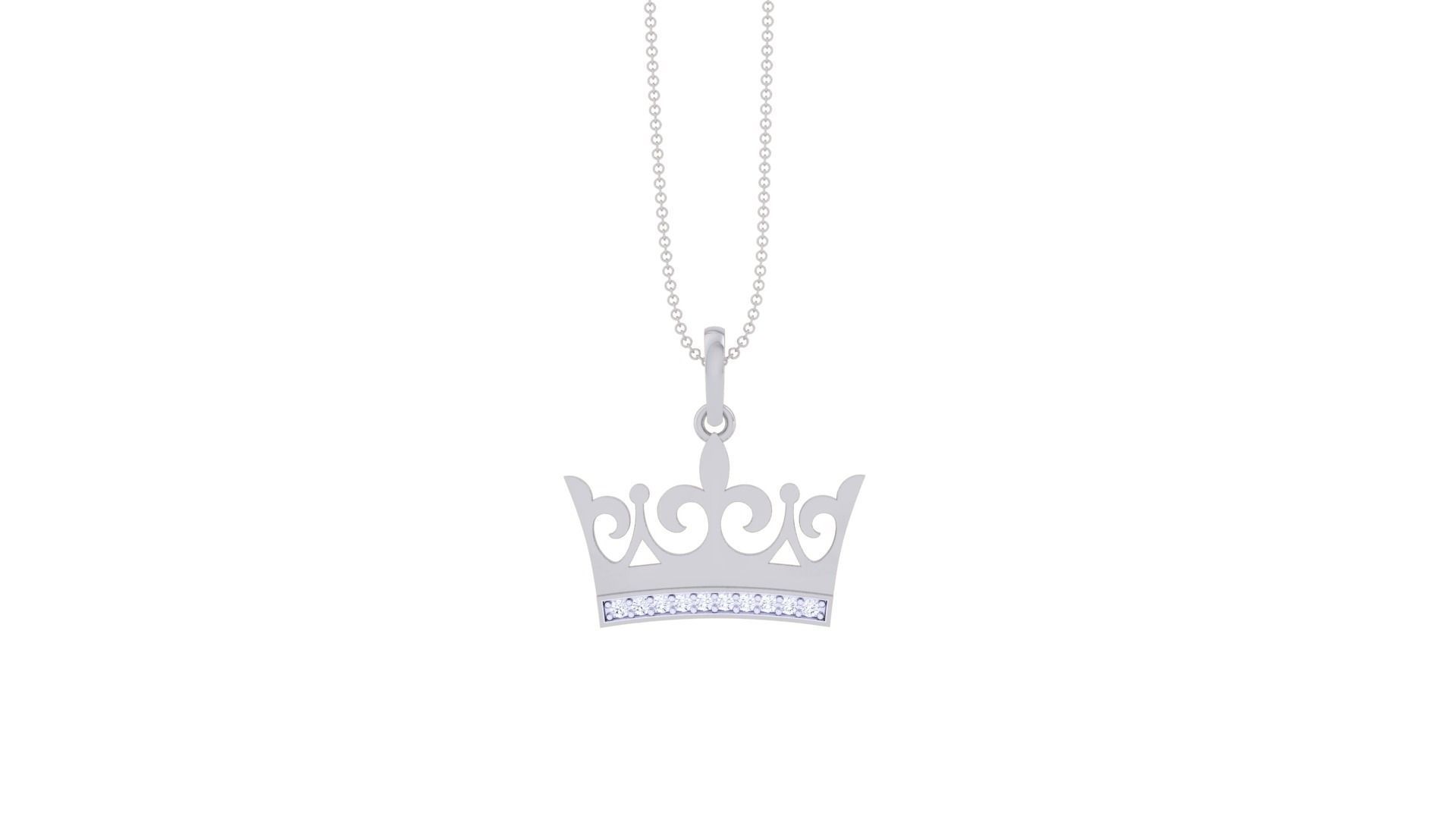 Diamond Crown Light Weight Kids Pendant Necklace Charms 3D print model_11