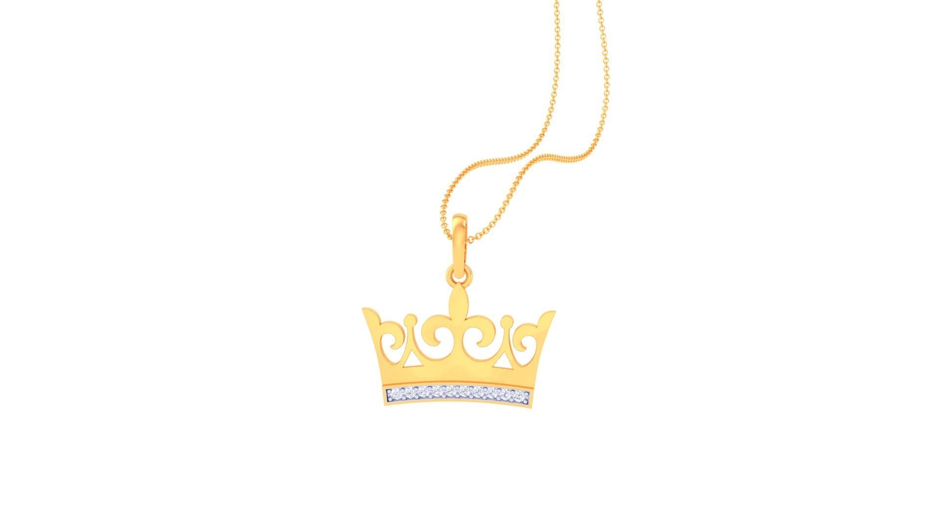 Diamond Crown Light Weight Kids Pendant Necklace Charms 3D print model_4