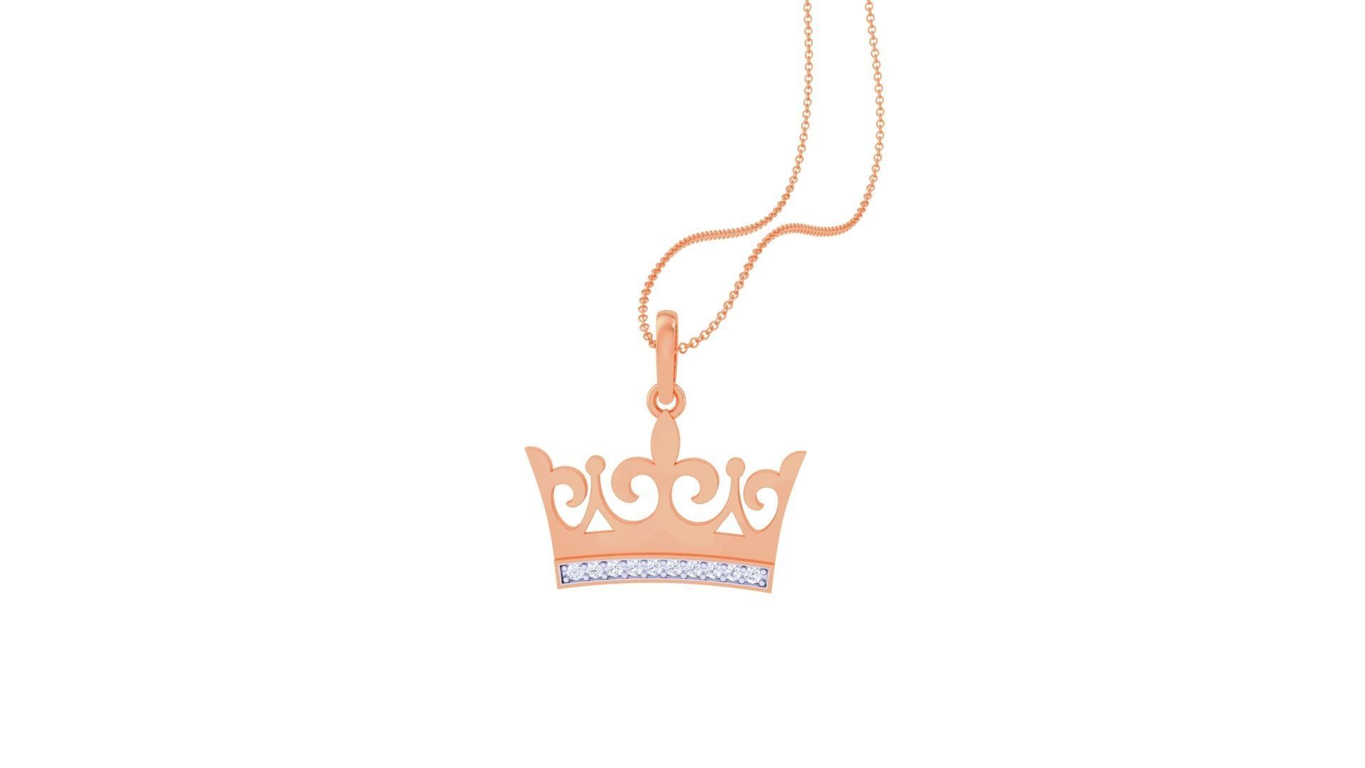 Diamond Crown Light Weight Kids Pendant Necklace Charms 3D print model_8