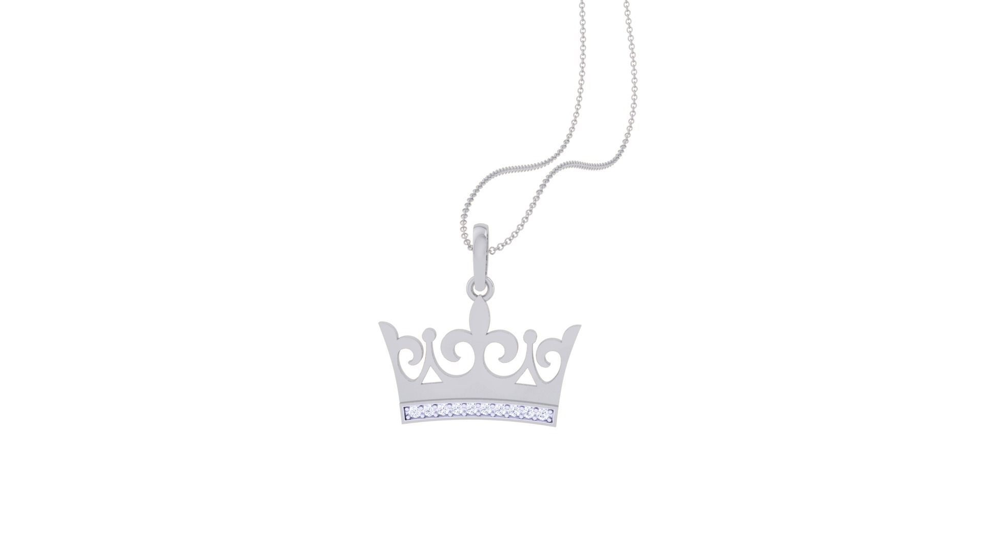Diamond Crown Light Weight Kids Pendant Necklace Charms 3D print model_6