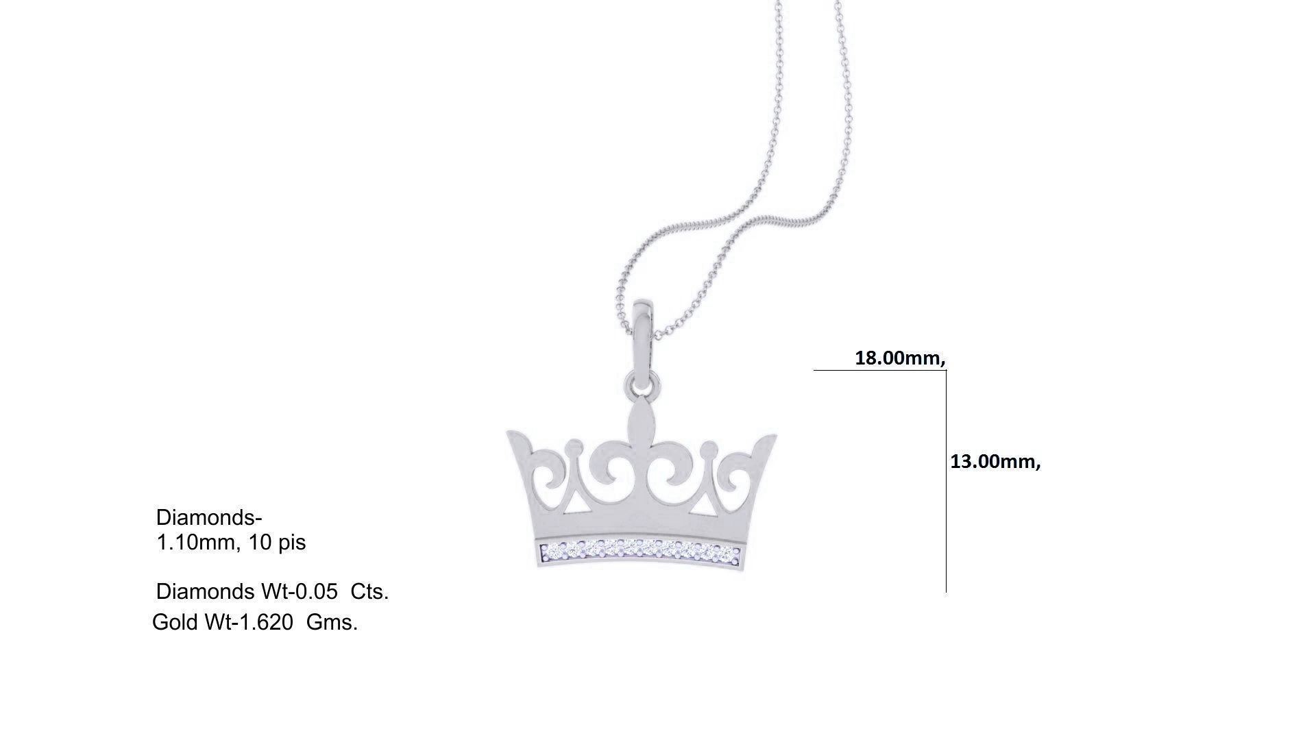 Diamond Crown Light Weight Kids Pendant Necklace Charms 3D print model_7