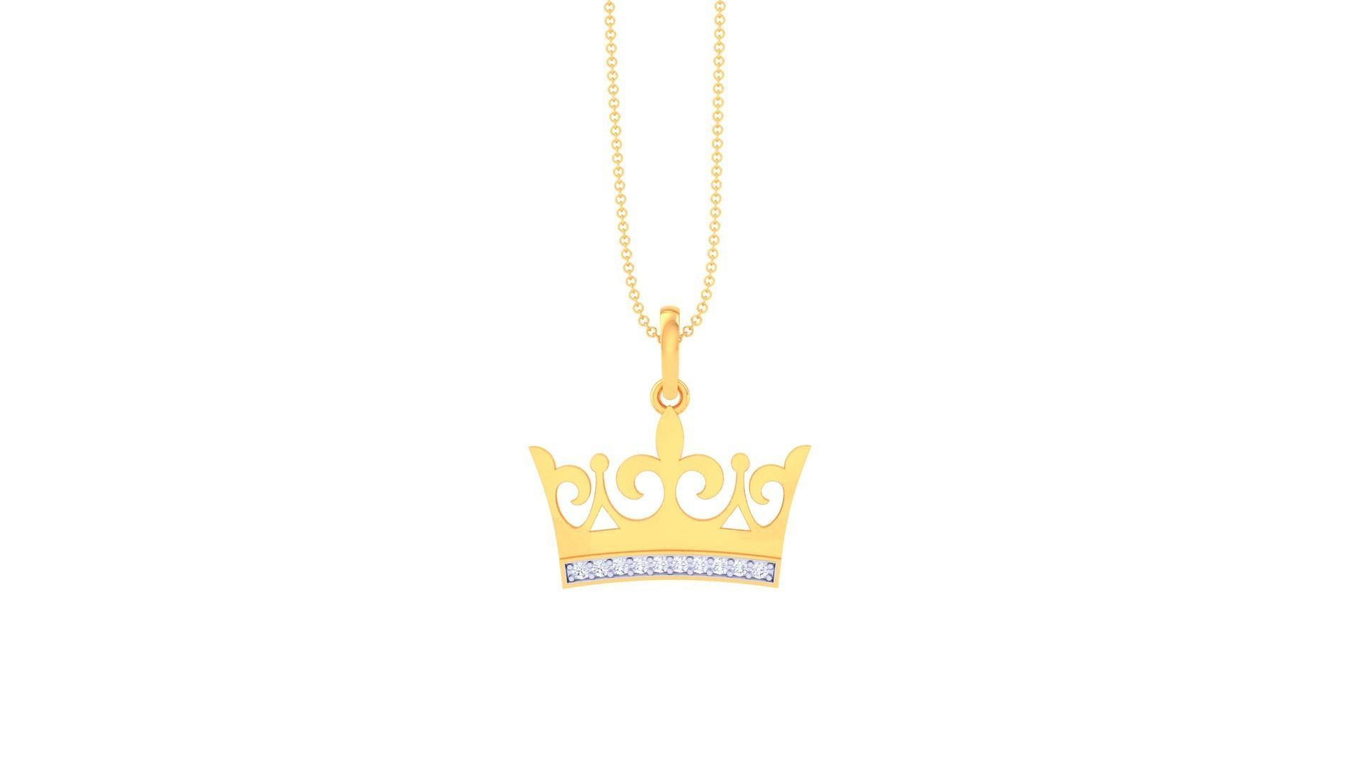 Diamond Crown Light Weight Kids Pendant Necklace Charms 3D print model_10