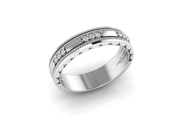 Pave Set Round Edge Diamond Eternity ring 3D print model