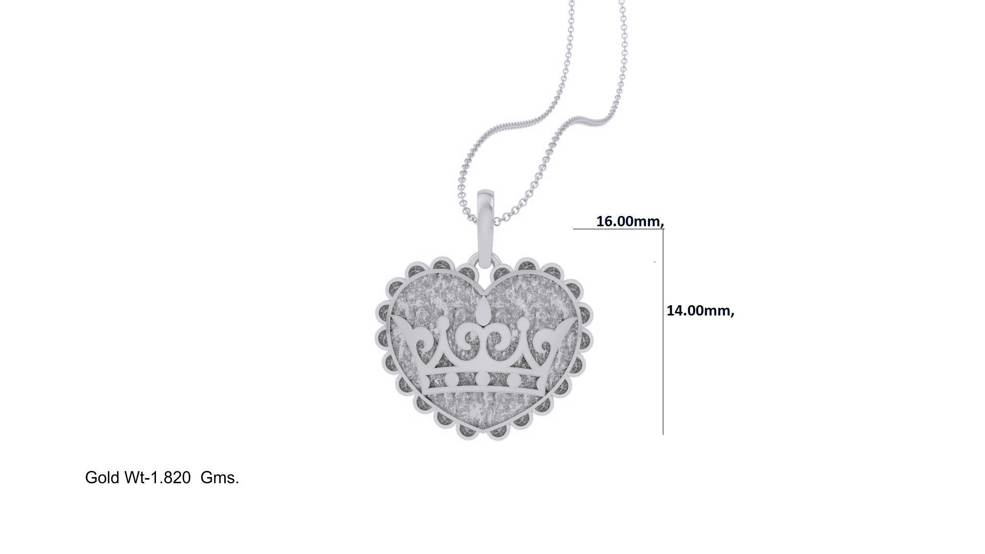 Crown Heart Love Light Weight Kids Pendant Necklace Charms 3dm 3D print model_2