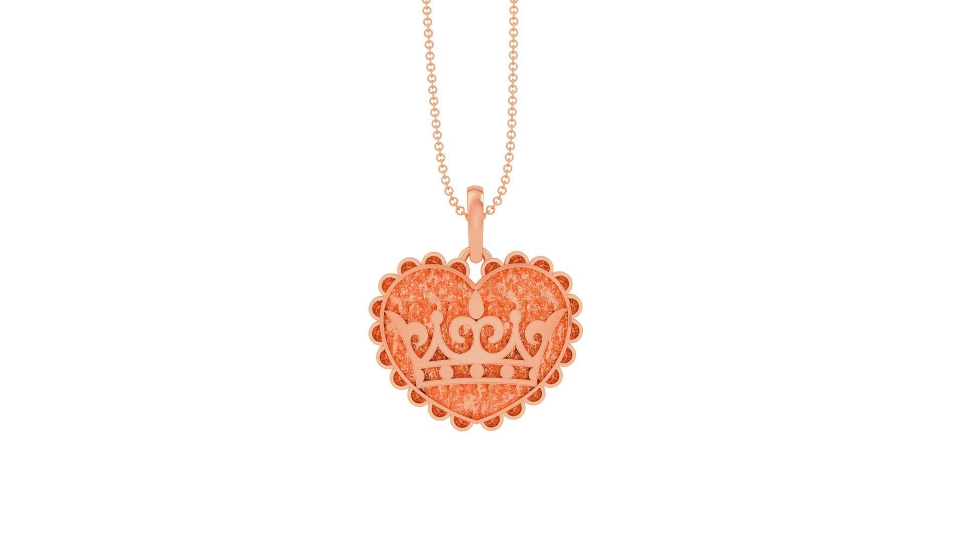Crown Heart Love Light Weight Kids Pendant Necklace Charms 3dm 3D print model_9