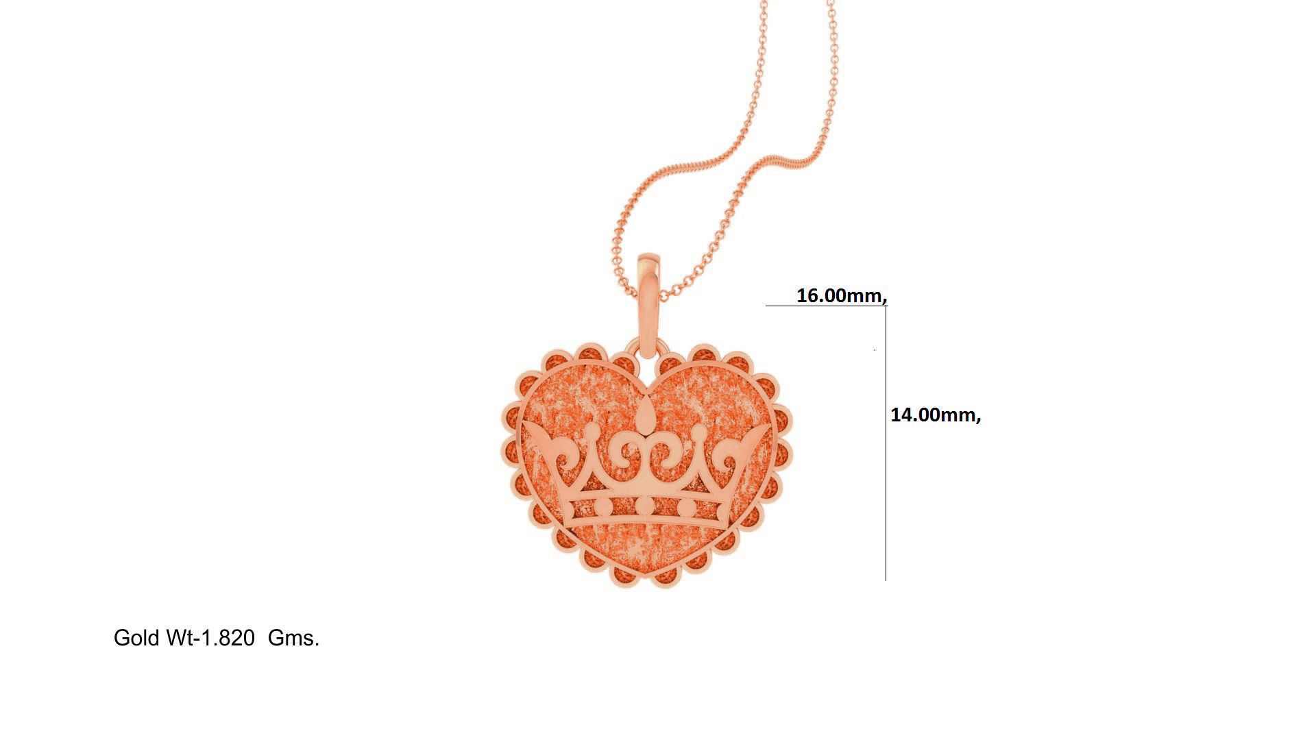 Crown Heart Love Light Weight Kids Pendant Necklace Charms 3dm 3D print model_3