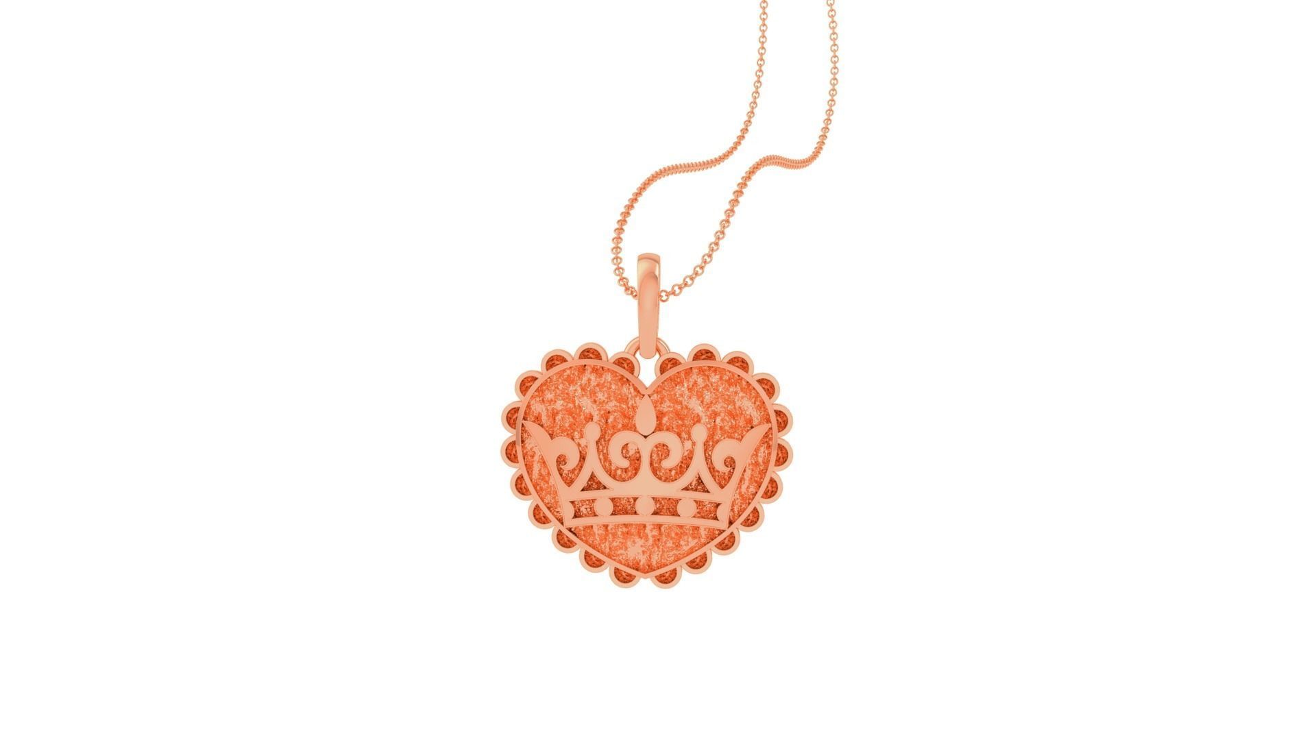 Crown Heart Love Light Weight Kids Pendant Necklace Charms 3dm 3D print model_6
