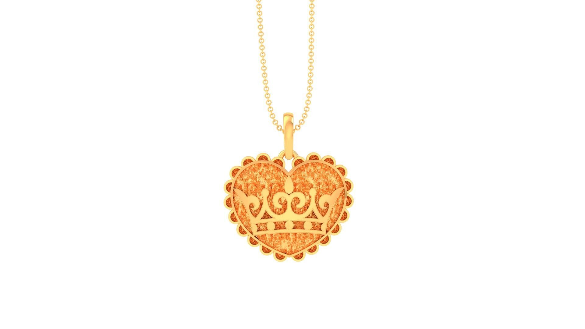 Crown Heart Love Light Weight Kids Pendant Necklace Charms 3dm 3D print model_7