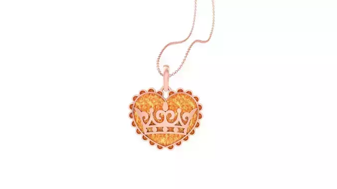 Crown Heart Love Light Weight Kids Pendant Necklace Charms 3dm 3D print model