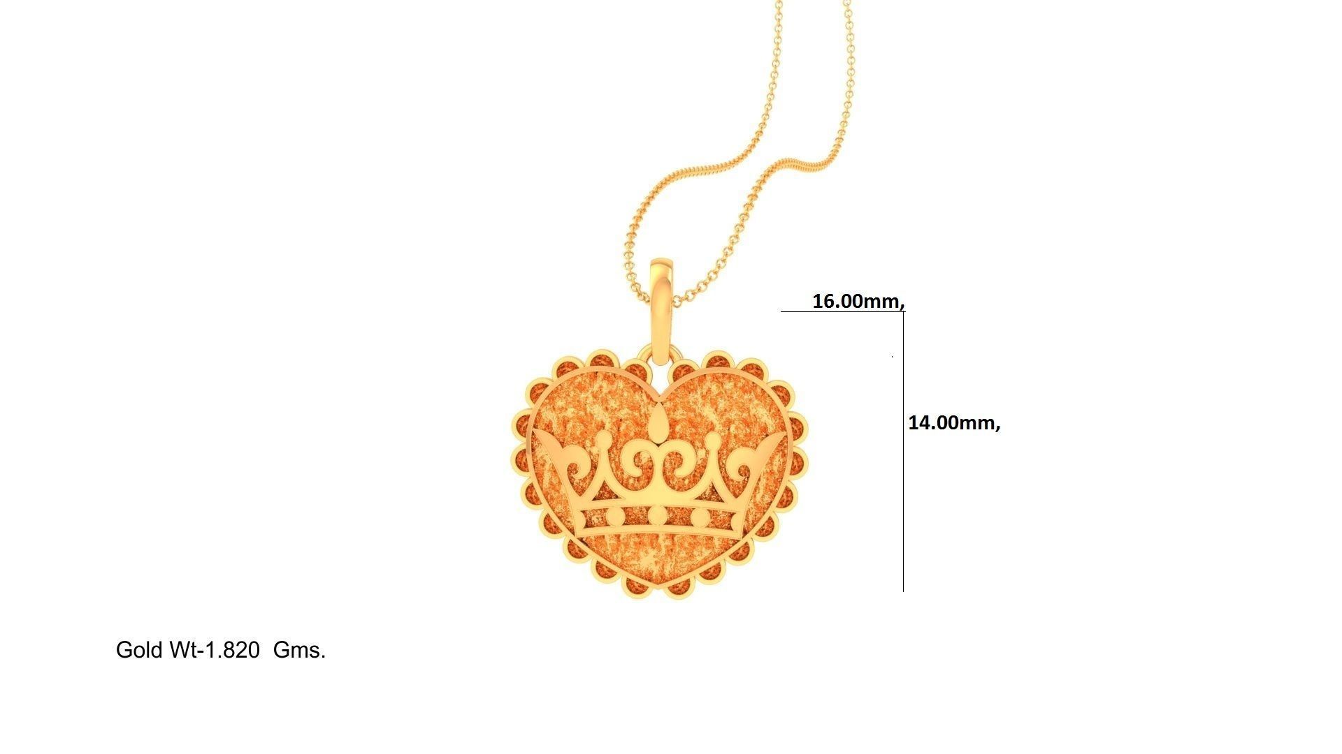 Crown Heart Love Light Weight Kids Pendant Necklace Charms 3dm 3D print model_1