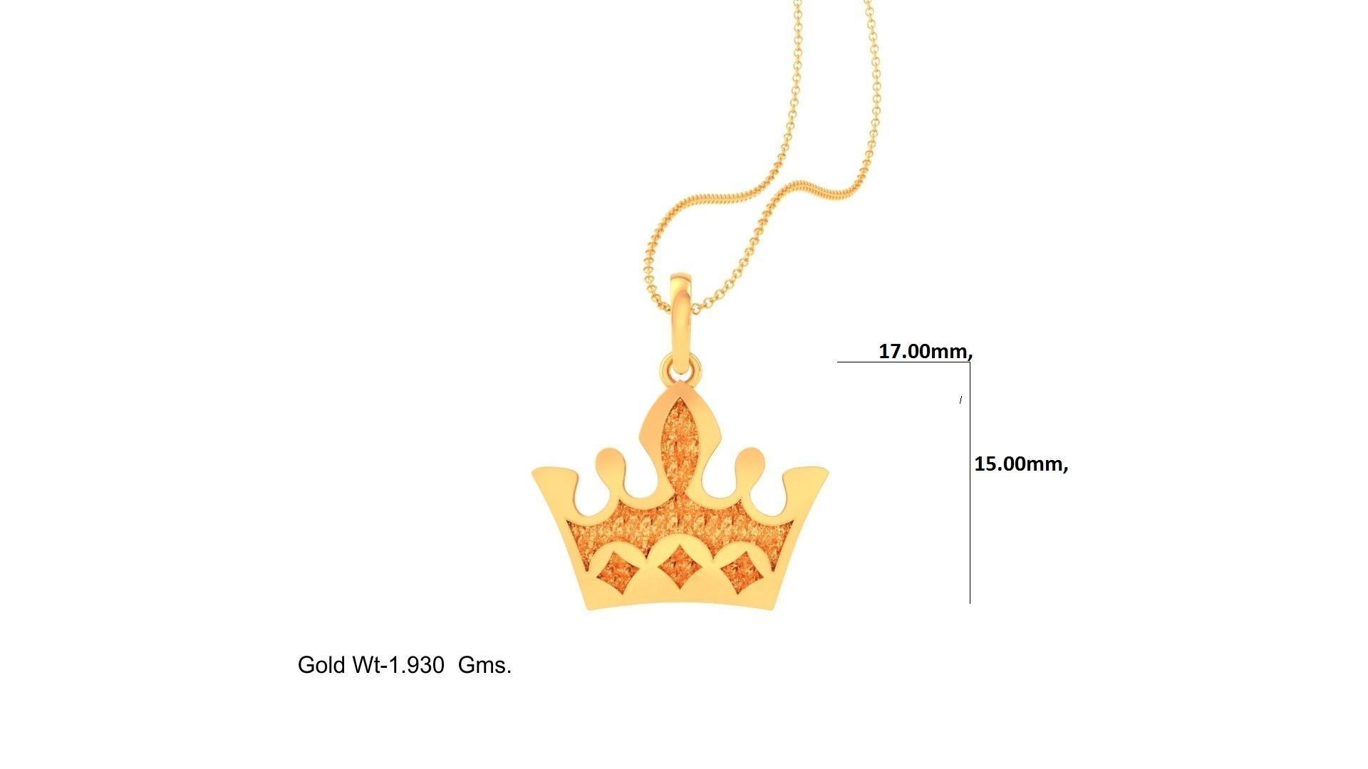 Crown Light Weight Kids Pendant Necklace Charms 3dm stl obj gltf 3D print model_1