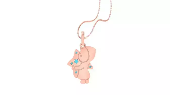 Baby with Star Pillow Light Weight Kids Pendant Necklace Charms