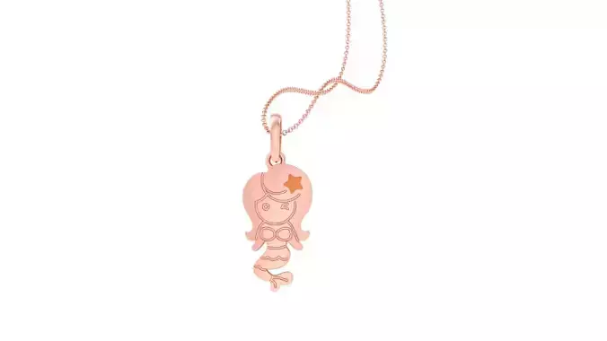 Mermaid Light Weight Kids Pendant Necklace Charms 3dm stl obj