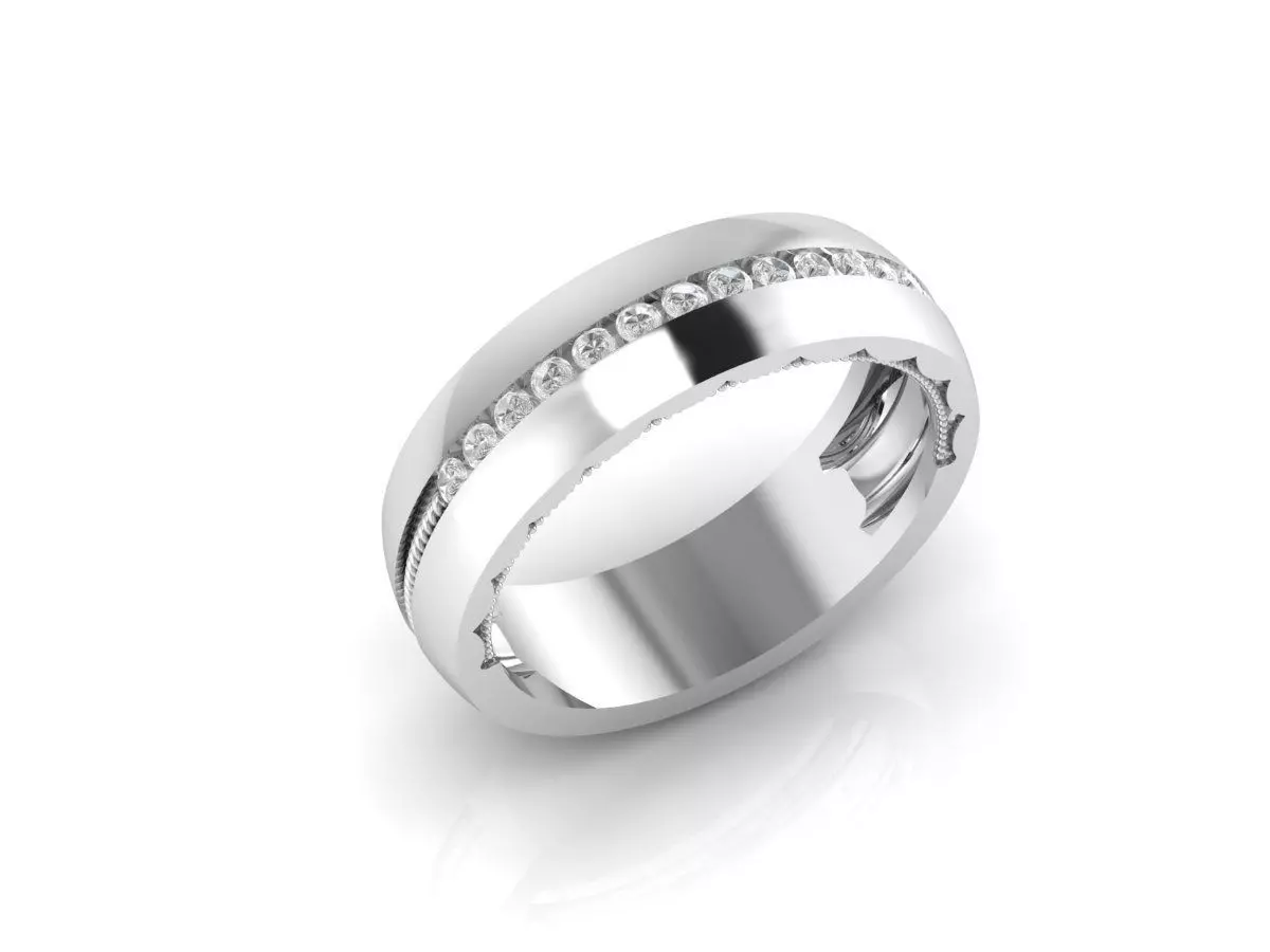 Platinum pave ring for men 3d cad file 3D print model_0
