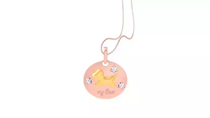 Puppy Star Diamond Light Weight Kids Pendant Necklace Charms 3dm 3D print model