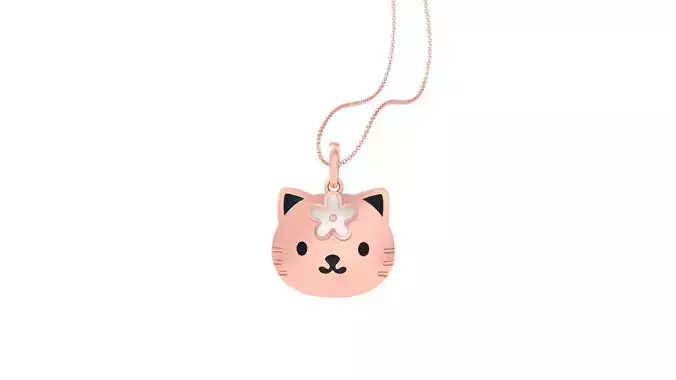 Cat Light Weight Kids Pendant Necklace Charms 3dm stl obj
