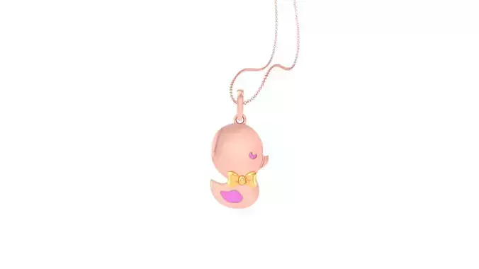 Duck with Bow Tie Light Weight Kids Pendant Necklace Charms 3dm