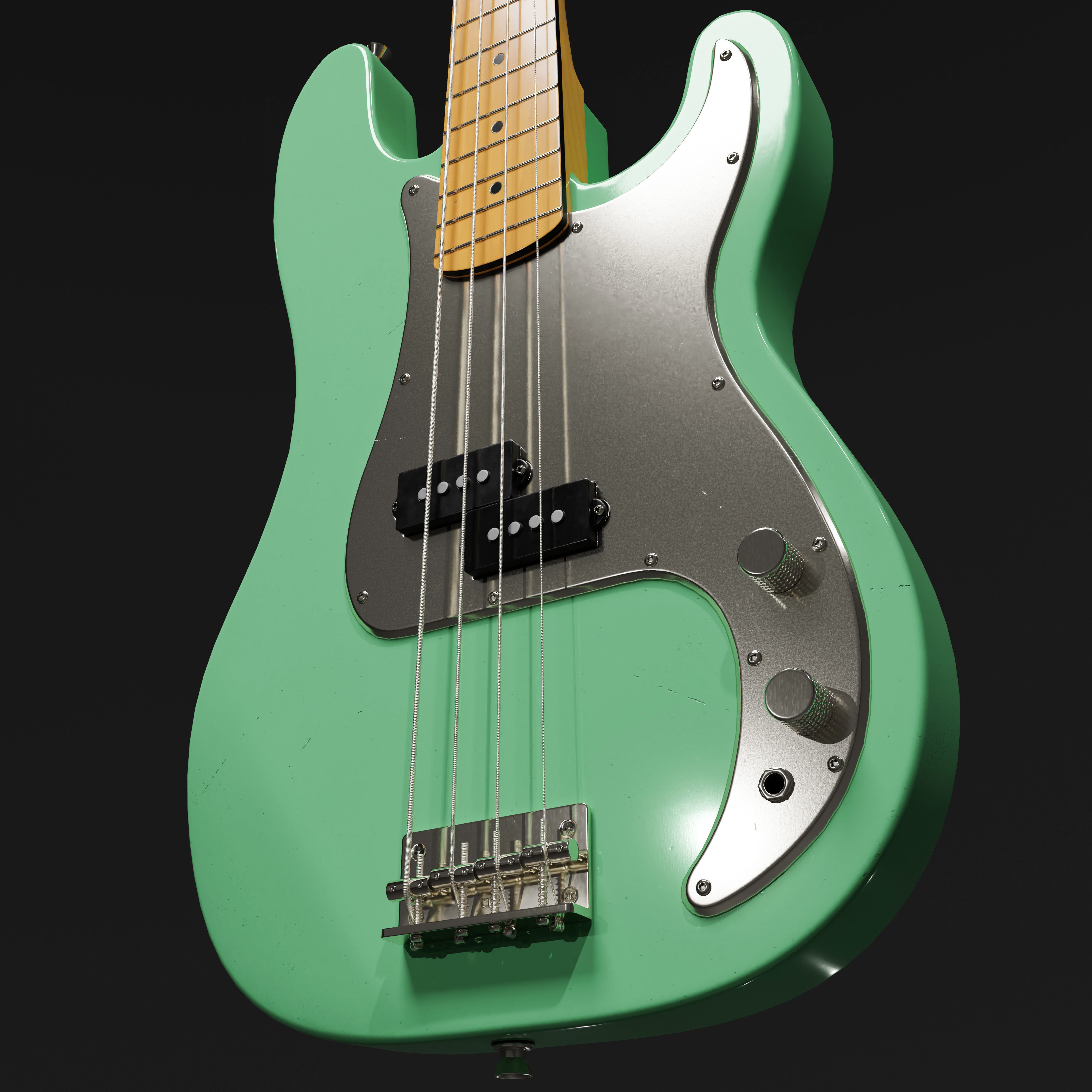 Precision Bass Green and Maple 3D model_2