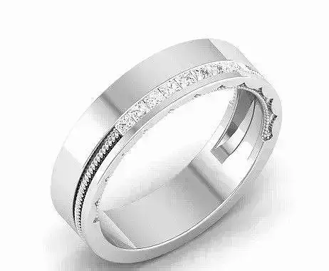 Single Diamond Designer Milgrain Wedding Platinum Ring