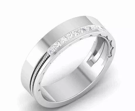 Platinum Model Rings Single Diamond Designer Milgrain Wedding Platinum Ring 3D model 3D ...
