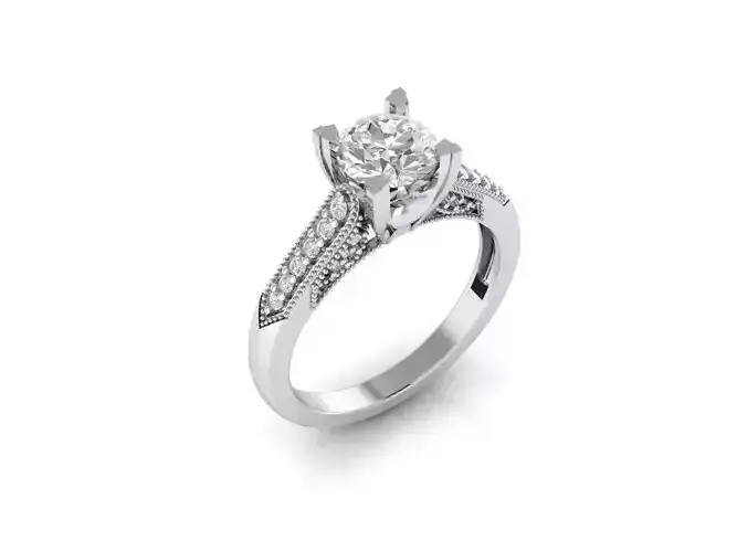 Korean Style Female Crystal White Ring 3d cad file