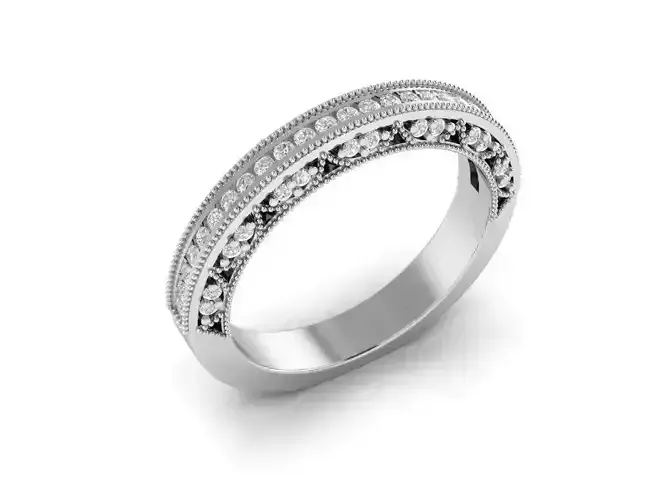 Exquisite Half Eternity Platinum Ring 3d model