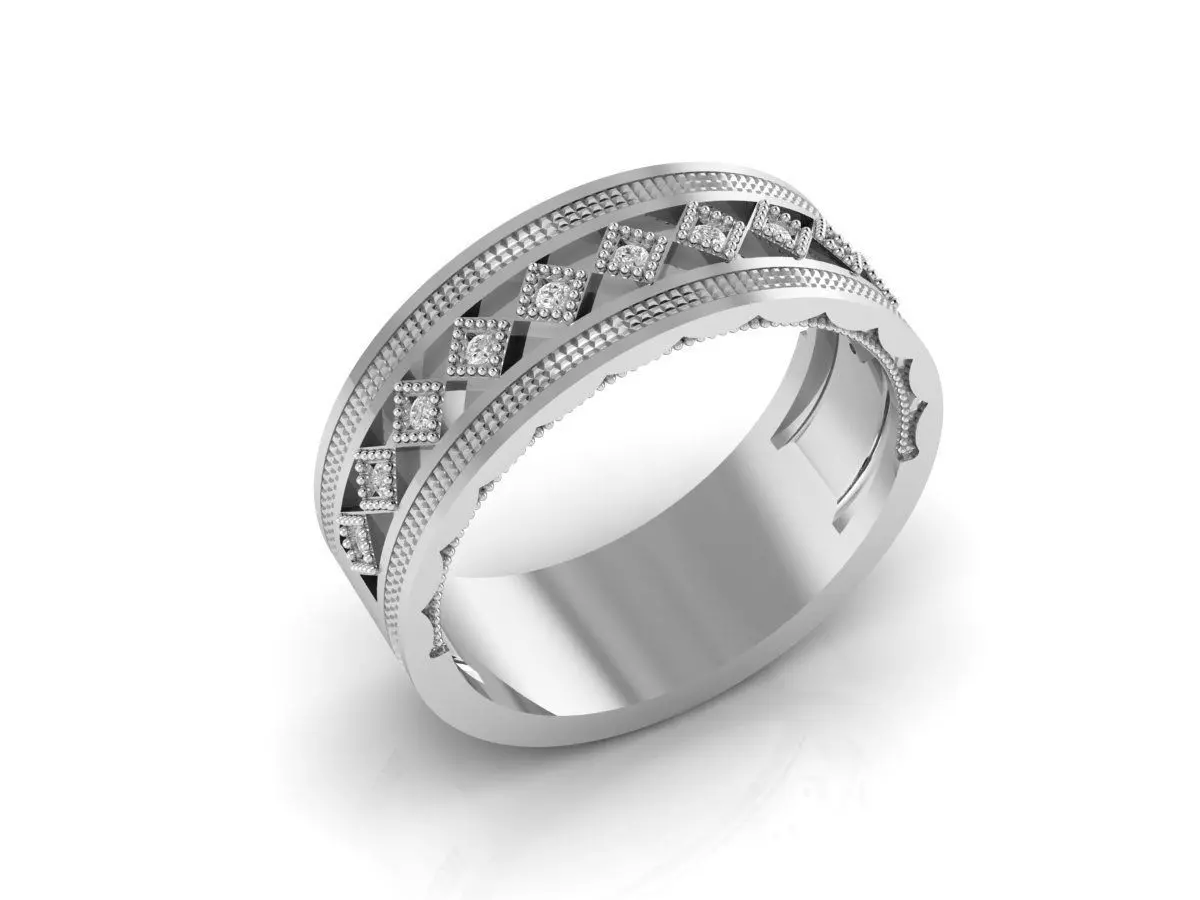 Polished Zala diamond men ring 3d model 3D print model_0