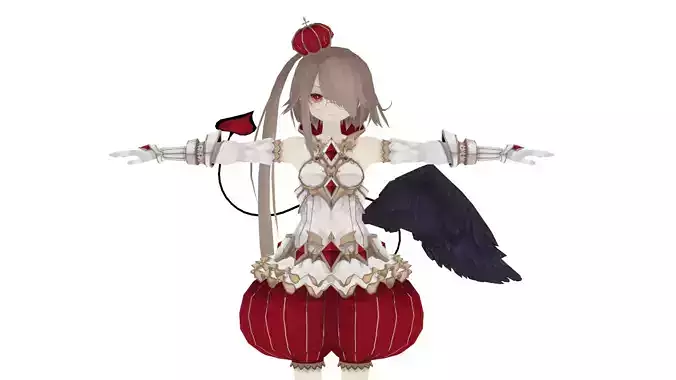 3D lady anime cartoon character with rigged