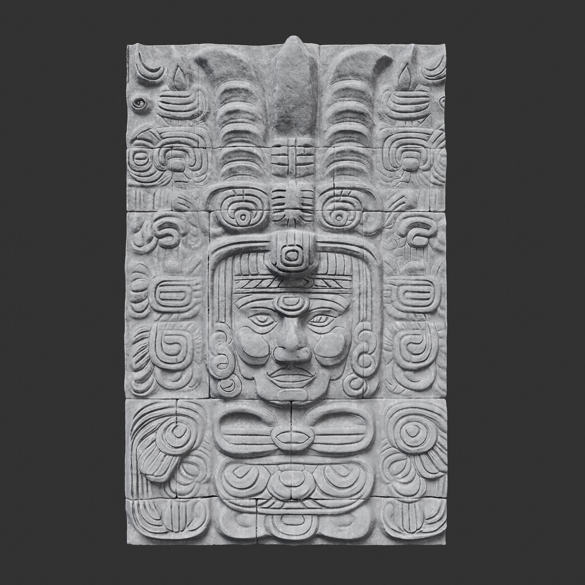 Low poly Gray Mayan Temple Wall 230719 Low-poly 3D model_24