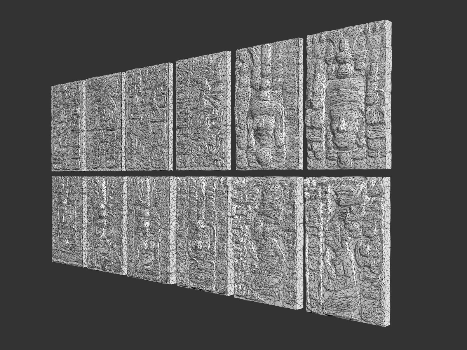 Low poly Gray Mayan Temple Wall 230719 Low-poly 3D model_5