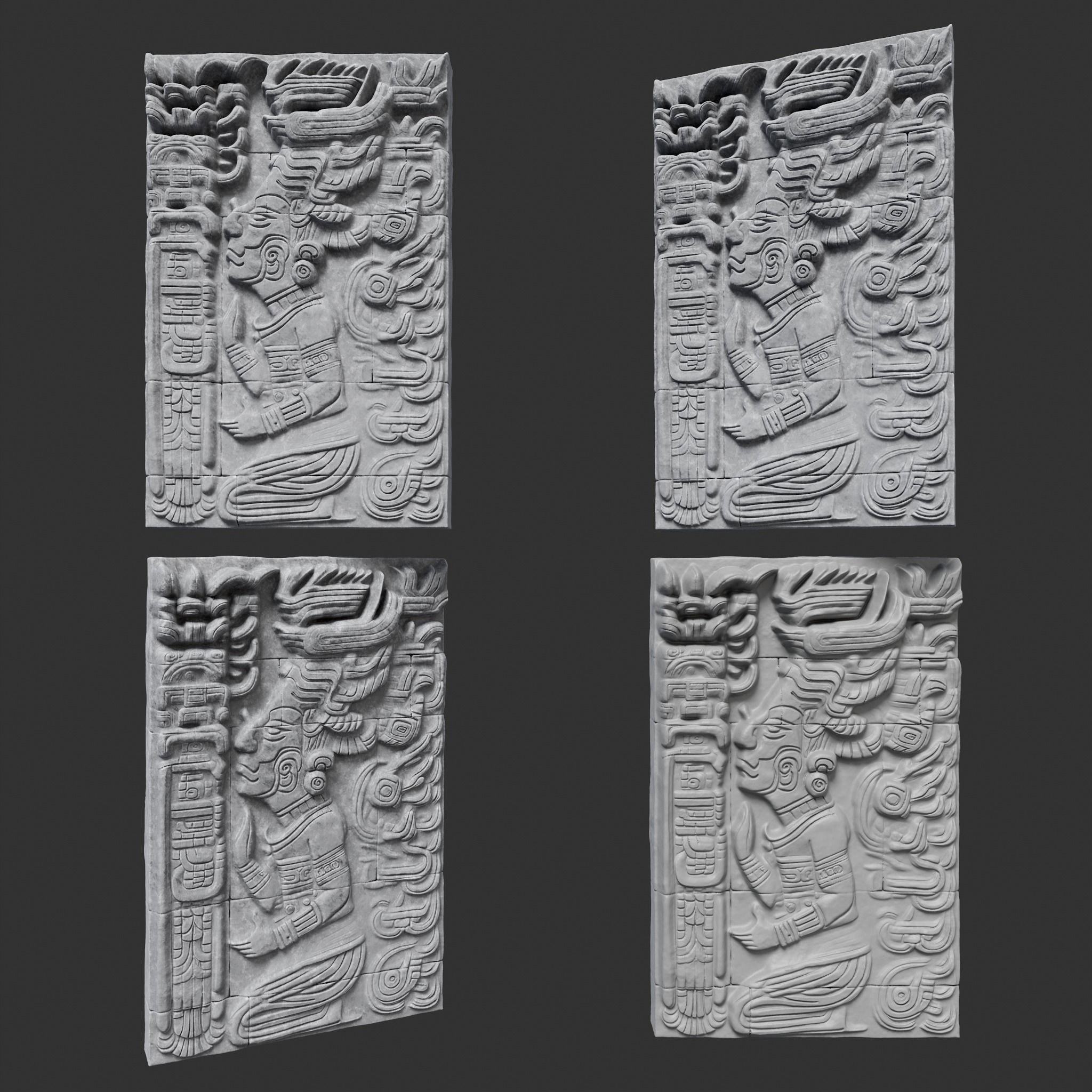 Low poly Gray Mayan Temple Wall 230719 Low-poly 3D model_29