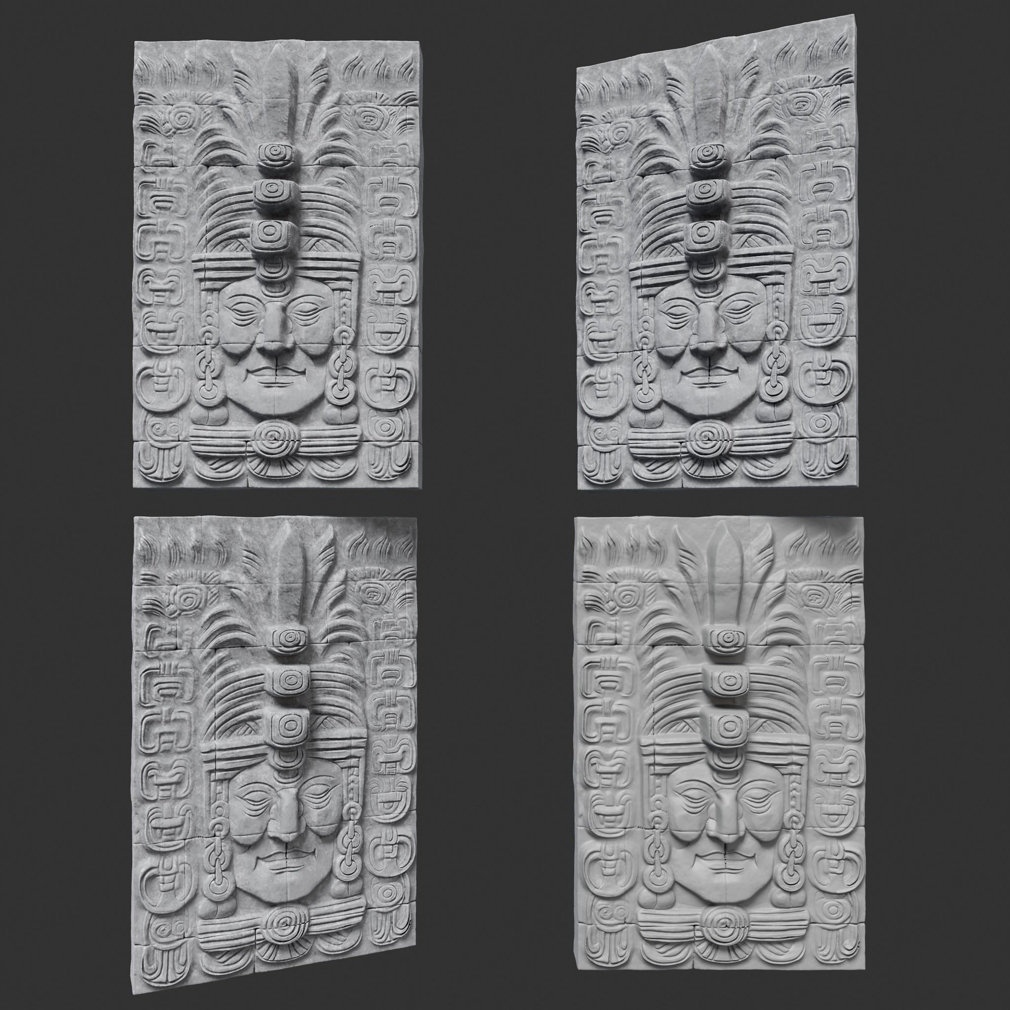 Low poly Gray Mayan Temple Wall 230719 Low-poly 3D model_23