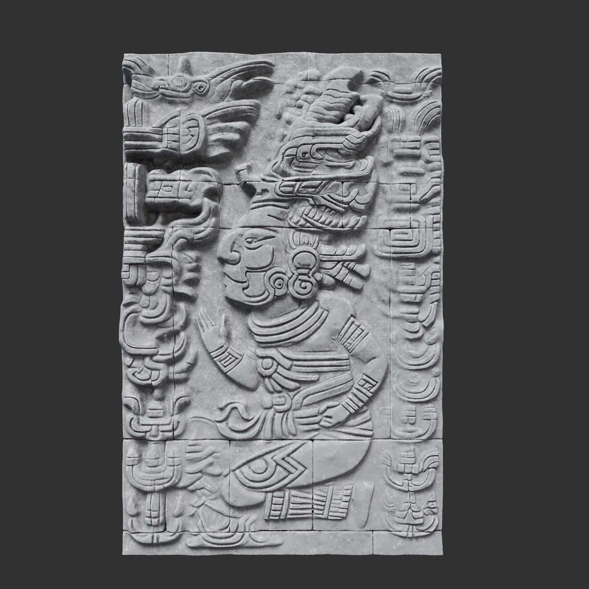 Low poly Gray Mayan Temple Wall 230719 Low-poly 3D model_26