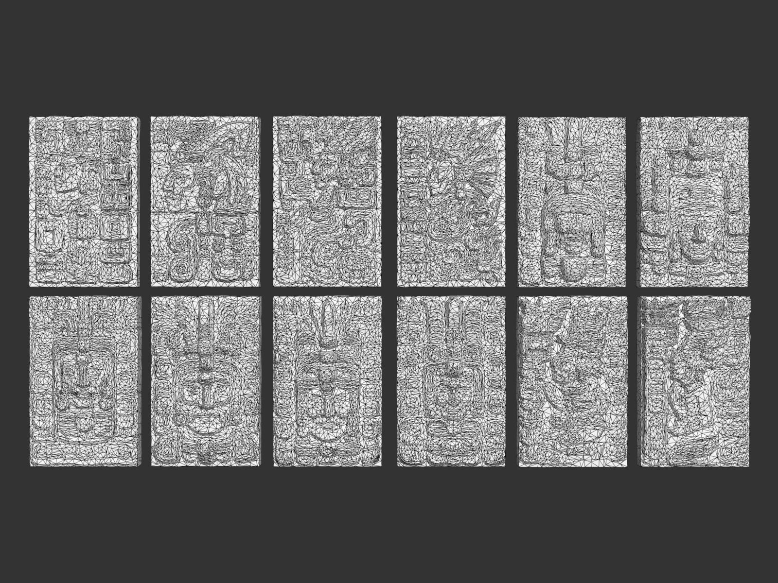 Low poly Gray Mayan Temple Wall 230719 Low-poly 3D model_3