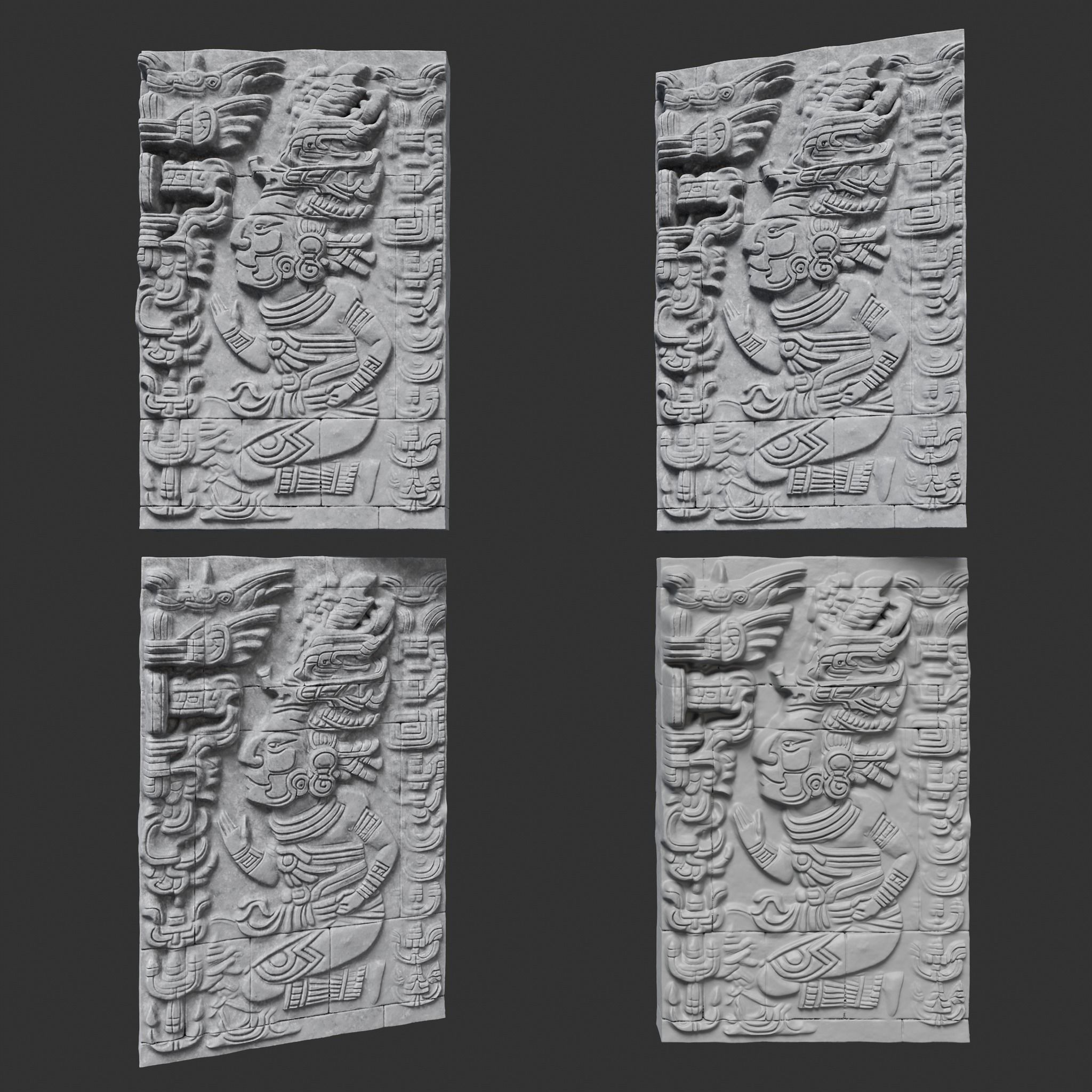 Low poly Gray Mayan Temple Wall 230719 Low-poly 3D model_27
