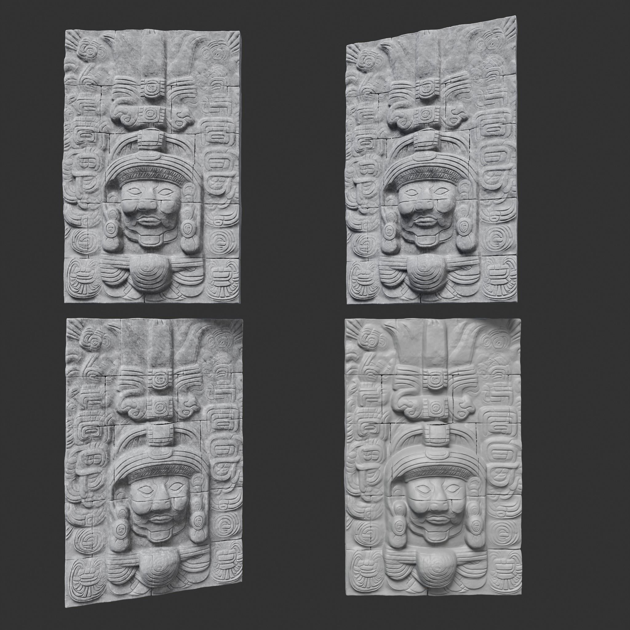 Low poly Gray Mayan Temple Wall 230719 Low-poly 3D model_15