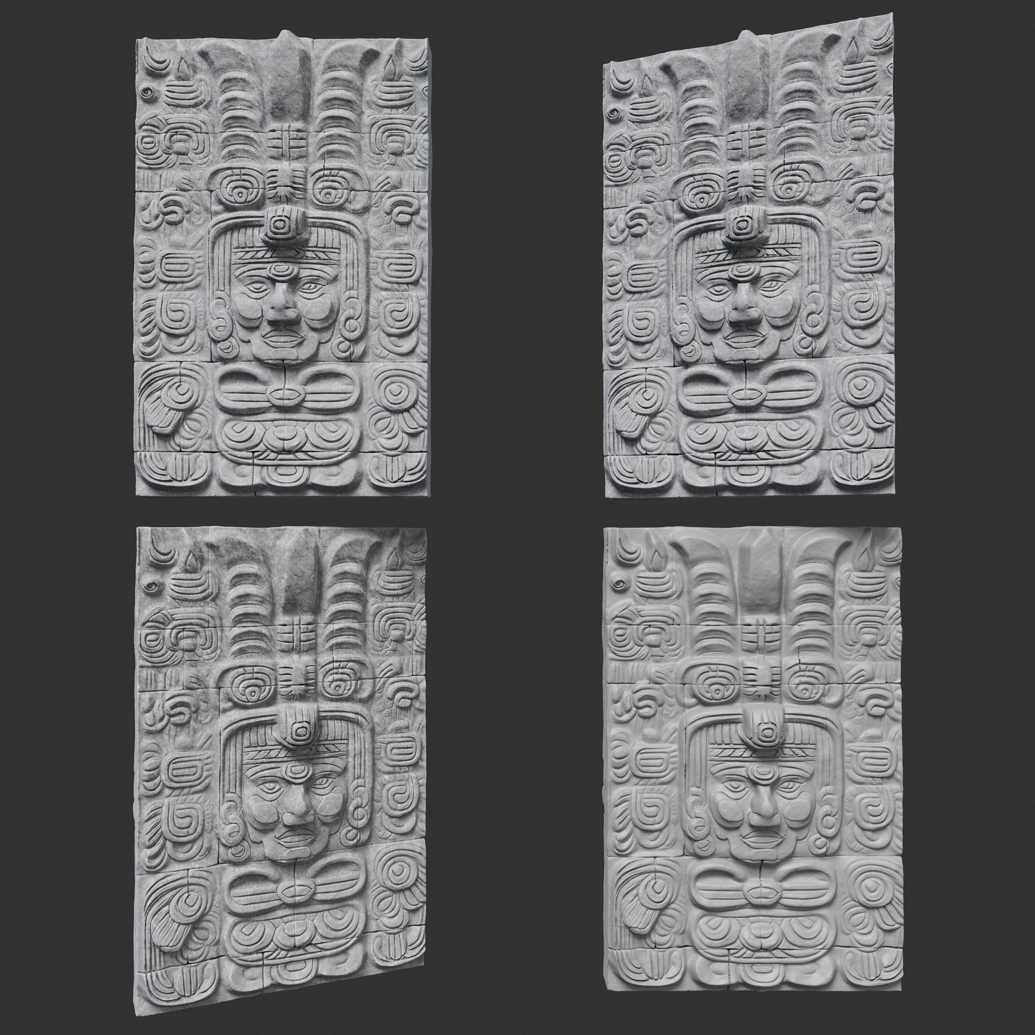 Low poly Gray Mayan Temple Wall 230719 Low-poly 3D model_25