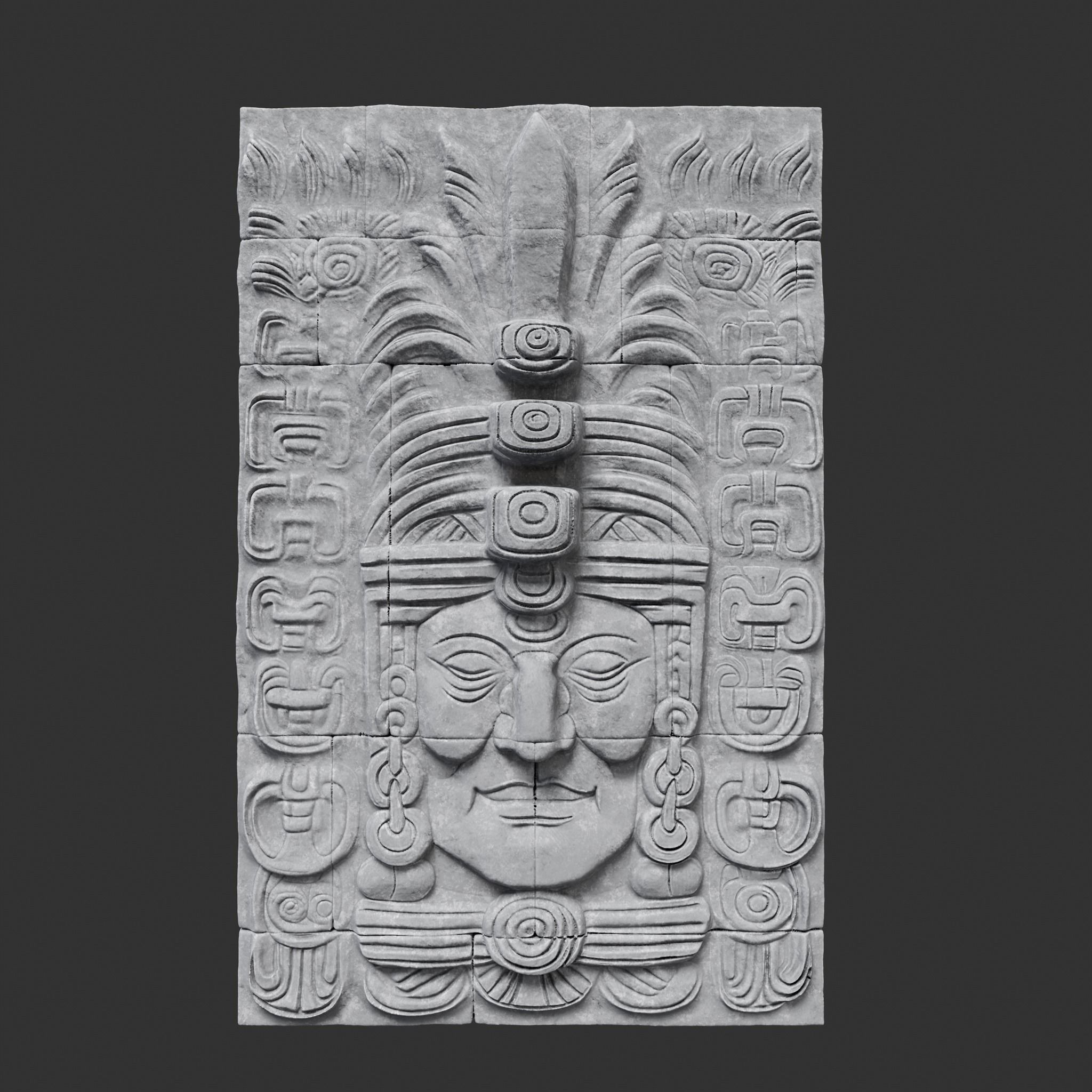 Low poly Gray Mayan Temple Wall 230719 Low-poly 3D model_22