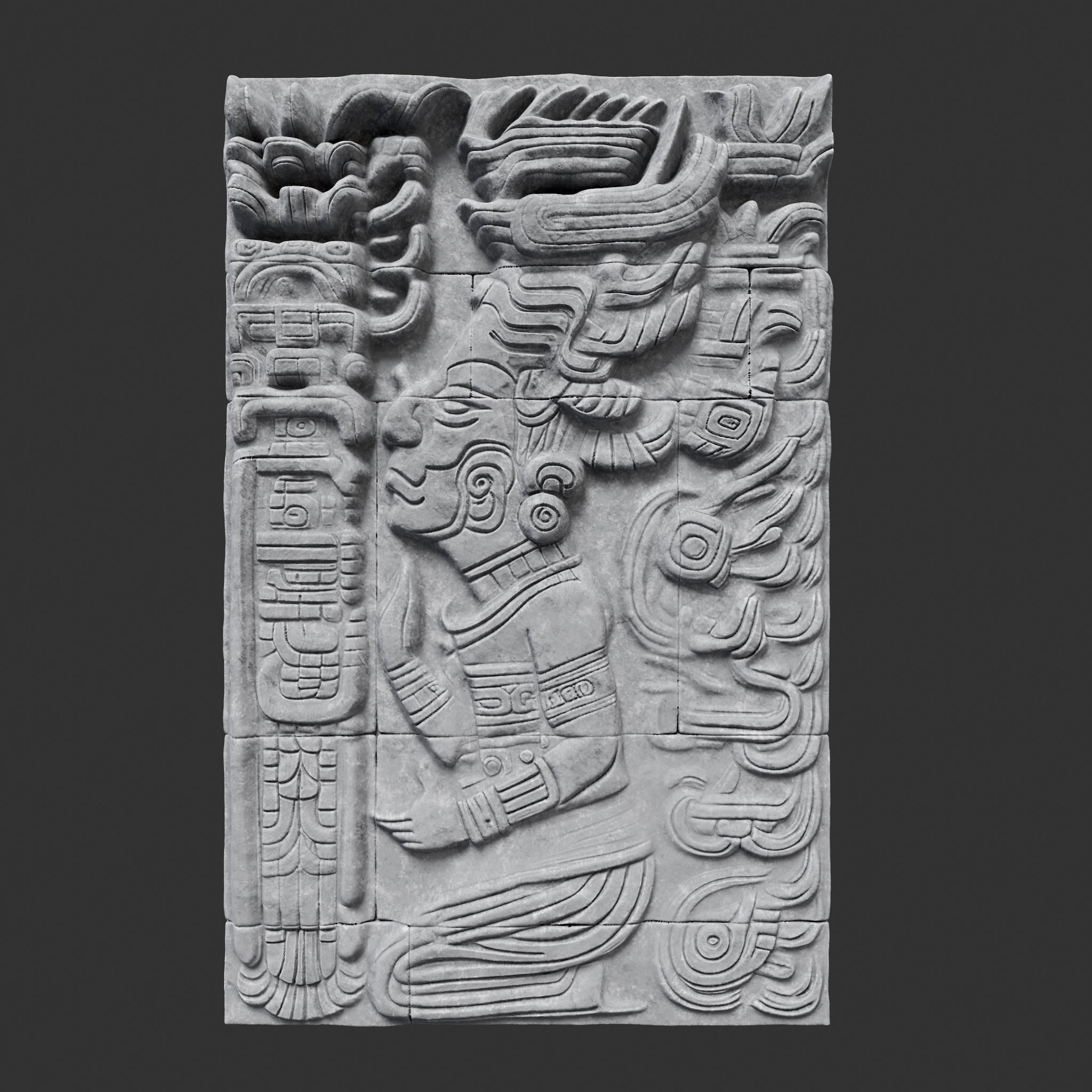 Low poly Gray Mayan Temple Wall 230719 Low-poly 3D model_28