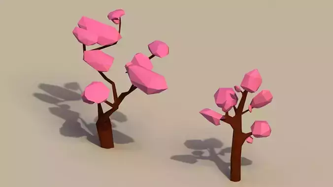 Low Poly Cherry Trees Low-poly 3D model
