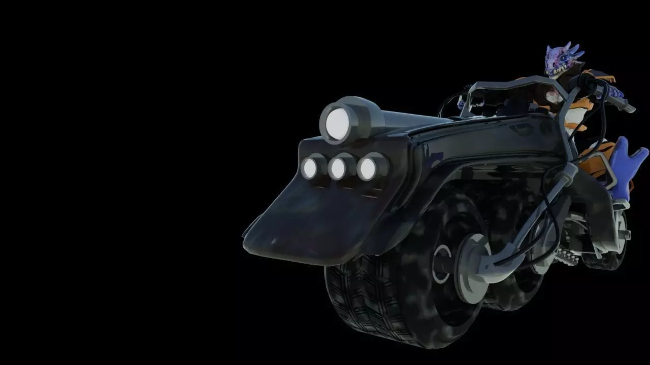 Asarian Alien With Motobike rigged model Low-poly 3D model