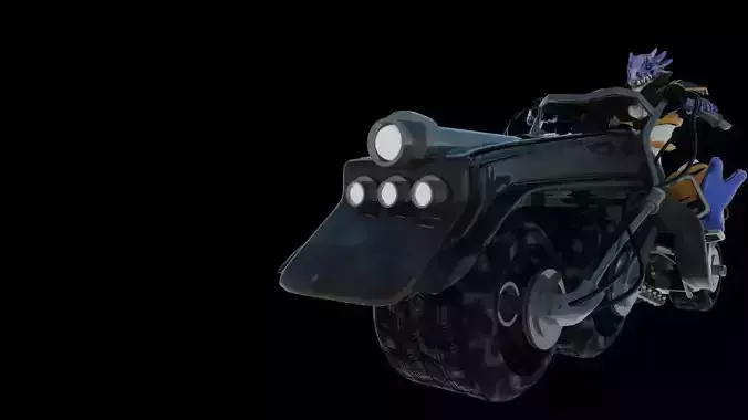 Asarian Alien With Motobike rigged model Low-poly 3D model