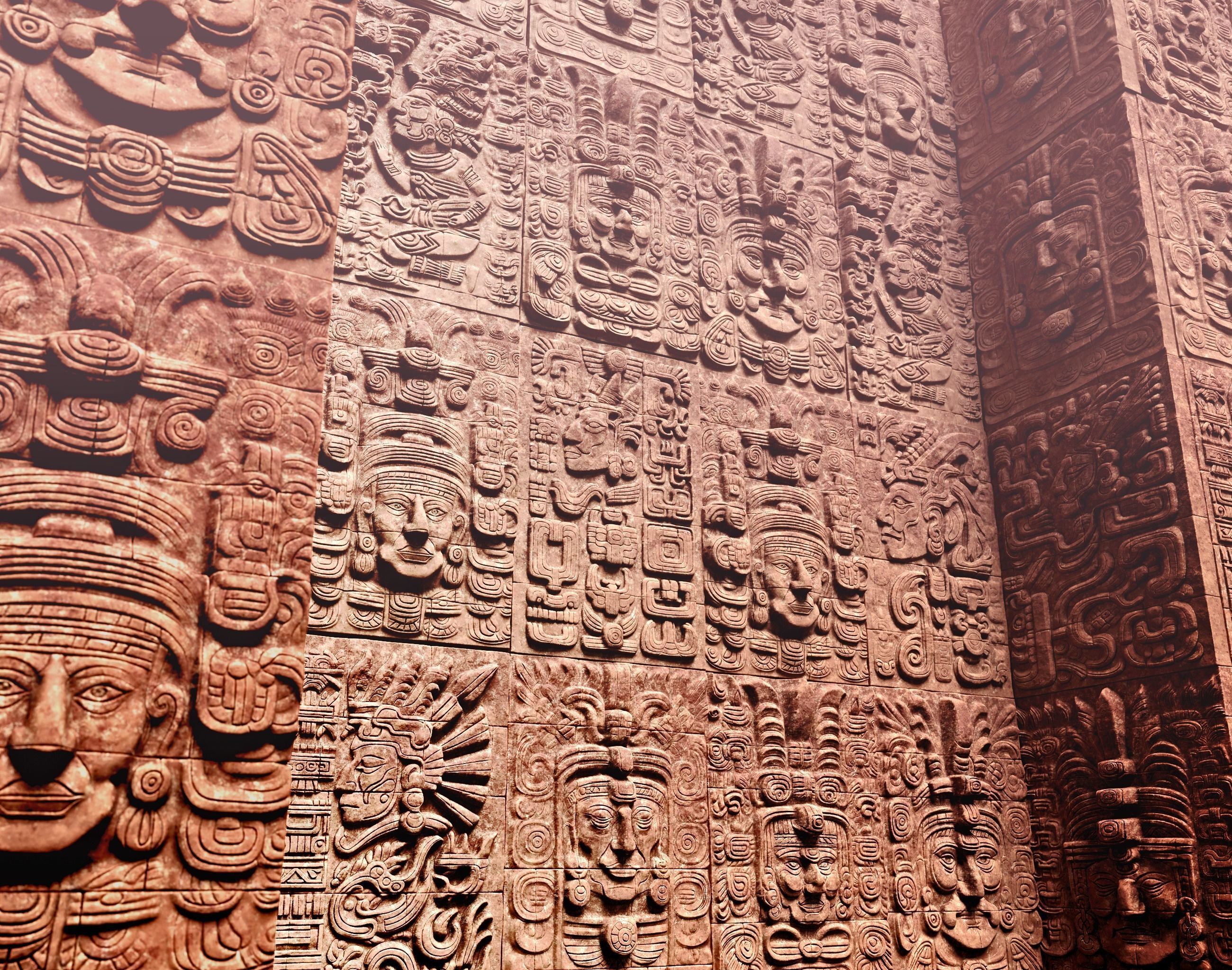 Low poly Yellow Mayan Temple Wall 230719 Low-poly 3D model_1