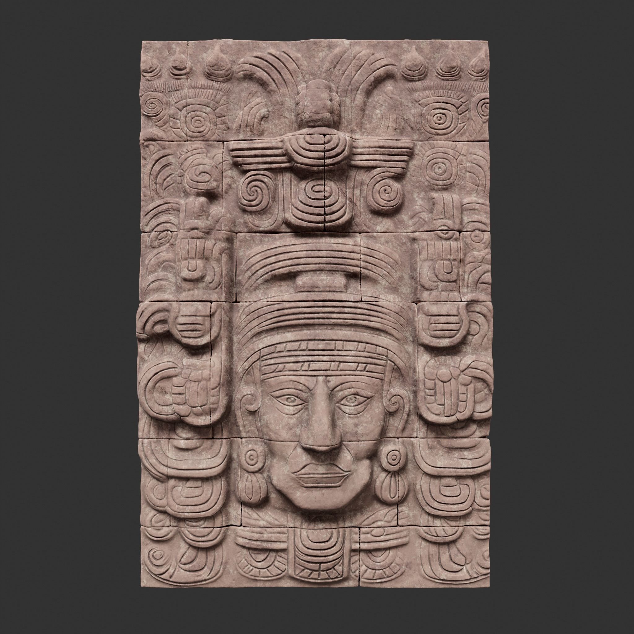 Low poly Yellow Mayan Temple Wall 230719 Low-poly 3D model_16