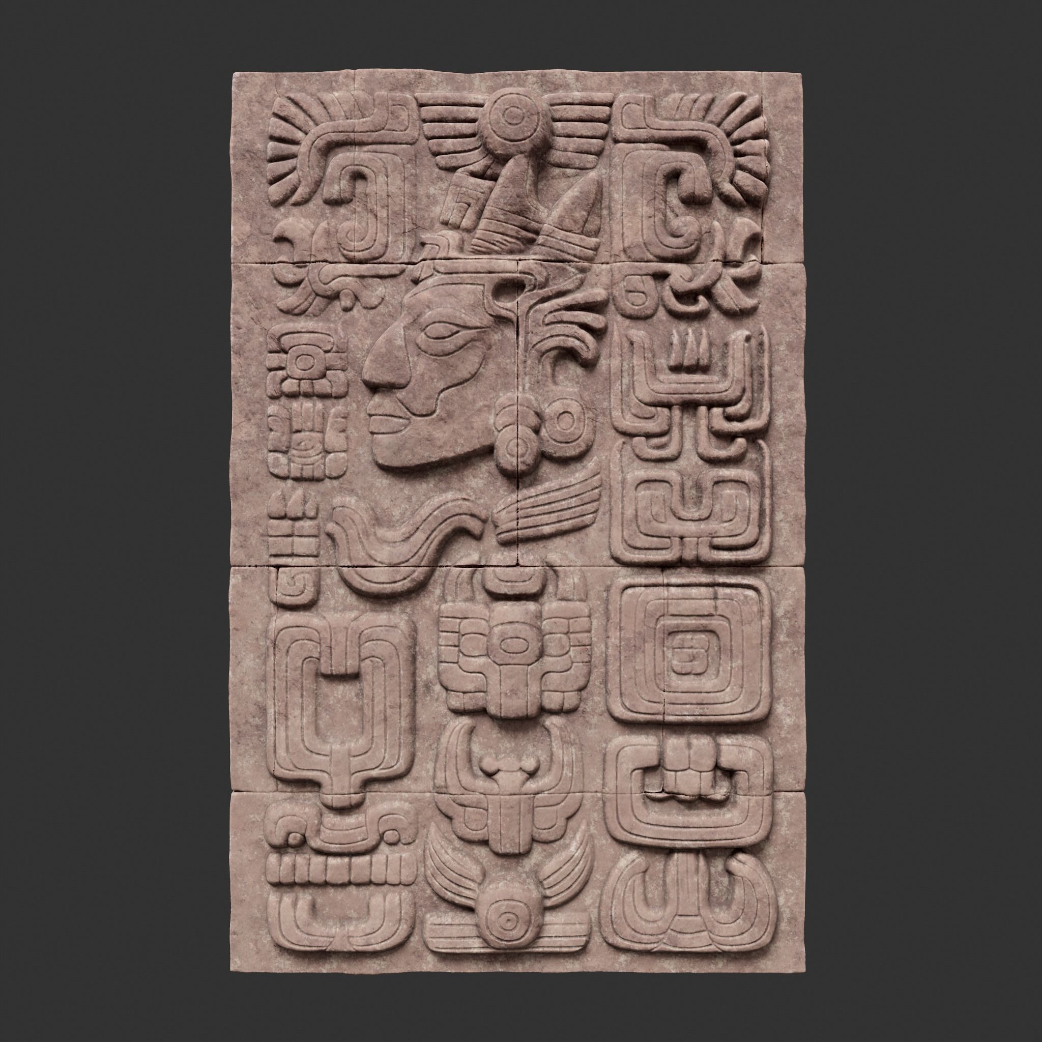 Low poly Yellow Mayan Temple Wall 230719 Low-poly 3D model_6