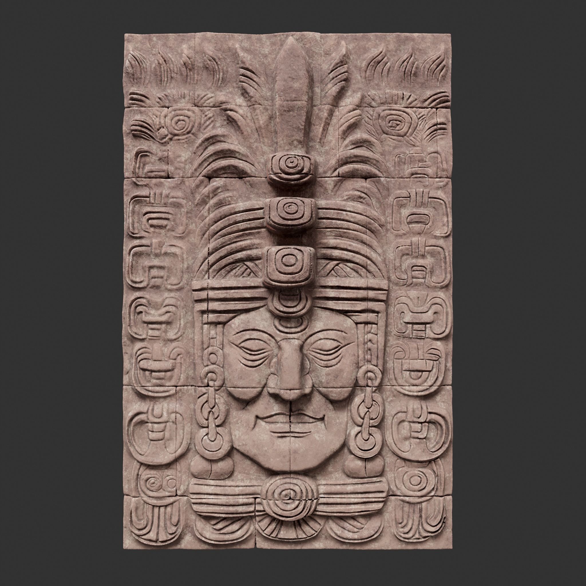 Low poly Yellow Mayan Temple Wall 230719 Low-poly 3D model_22