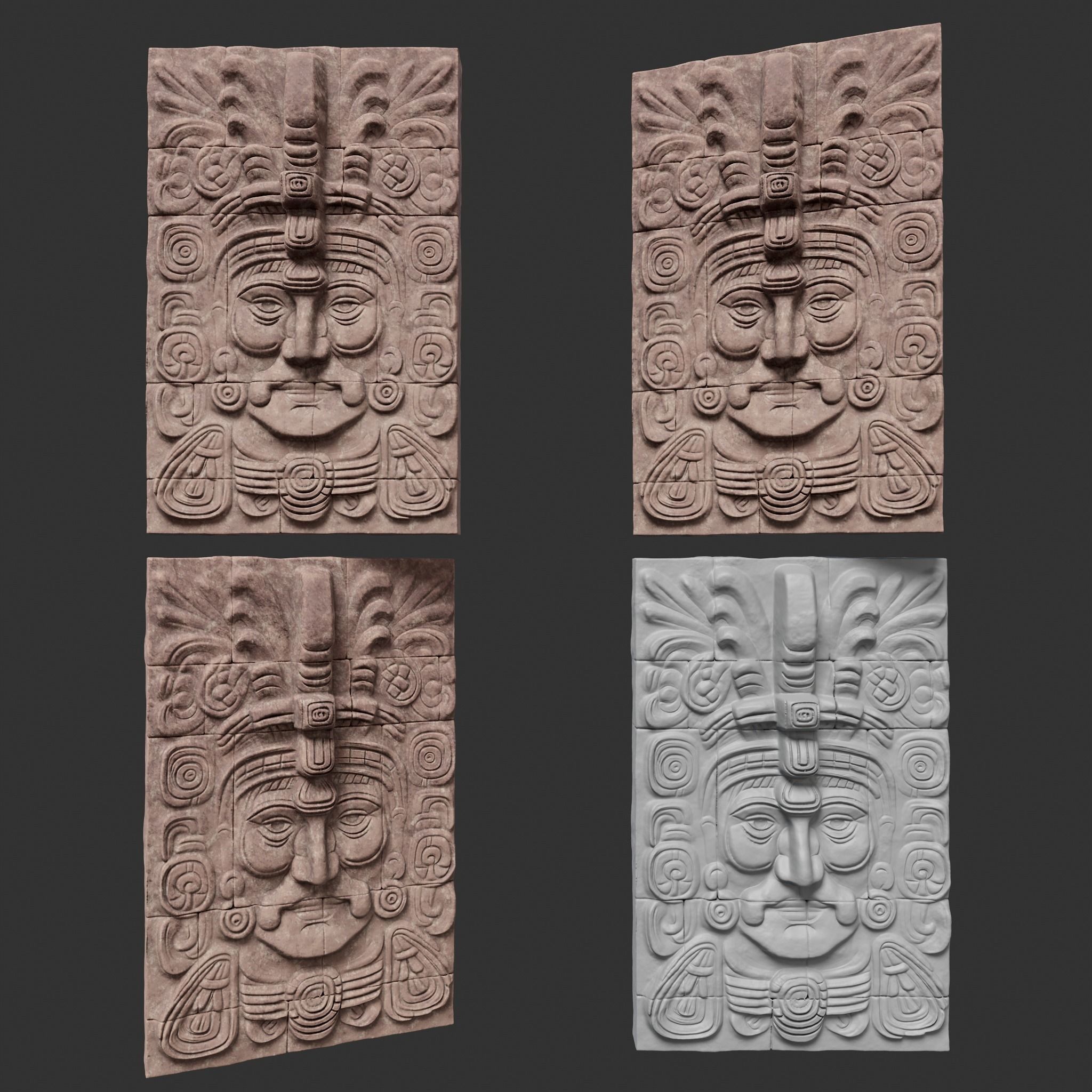Low poly Yellow Mayan Temple Wall 230719 Low-poly 3D model_21