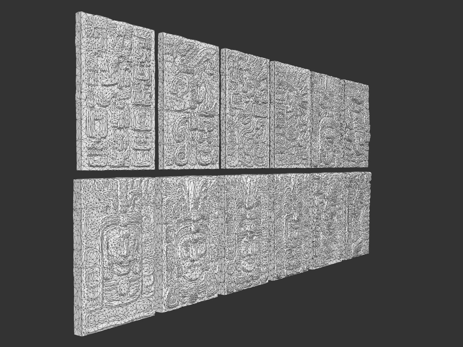 Low poly Yellow Mayan Temple Wall 230719 Low-poly 3D model_4