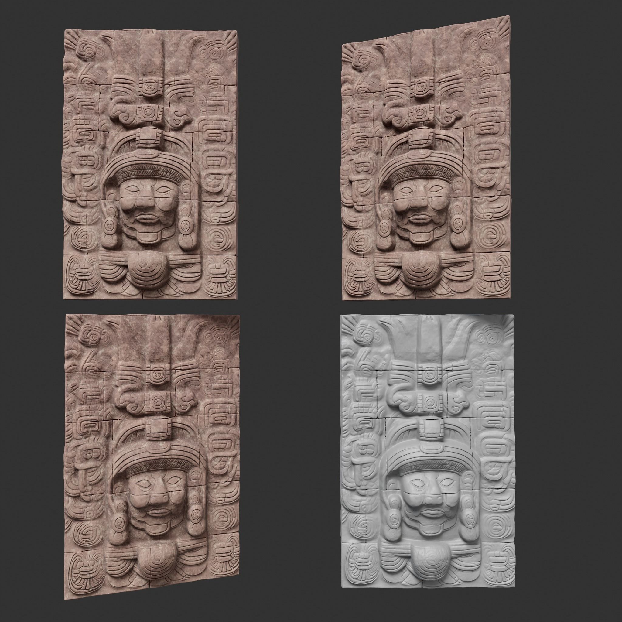 Low poly Yellow Mayan Temple Wall 230719 Low-poly 3D model_15
